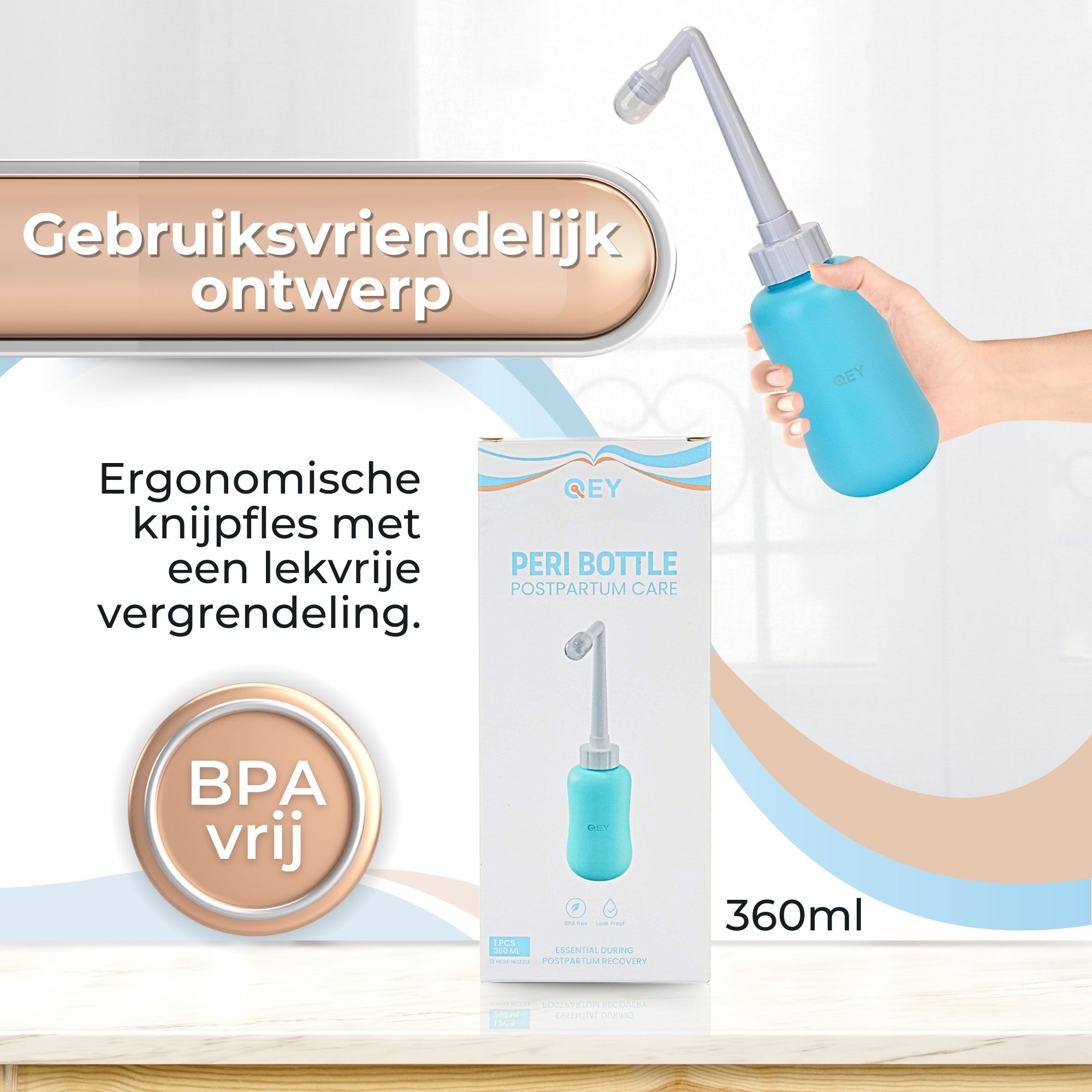 QEY® - Perineum Spoelfles - Postpartum - Vaginale Douche - 360ml