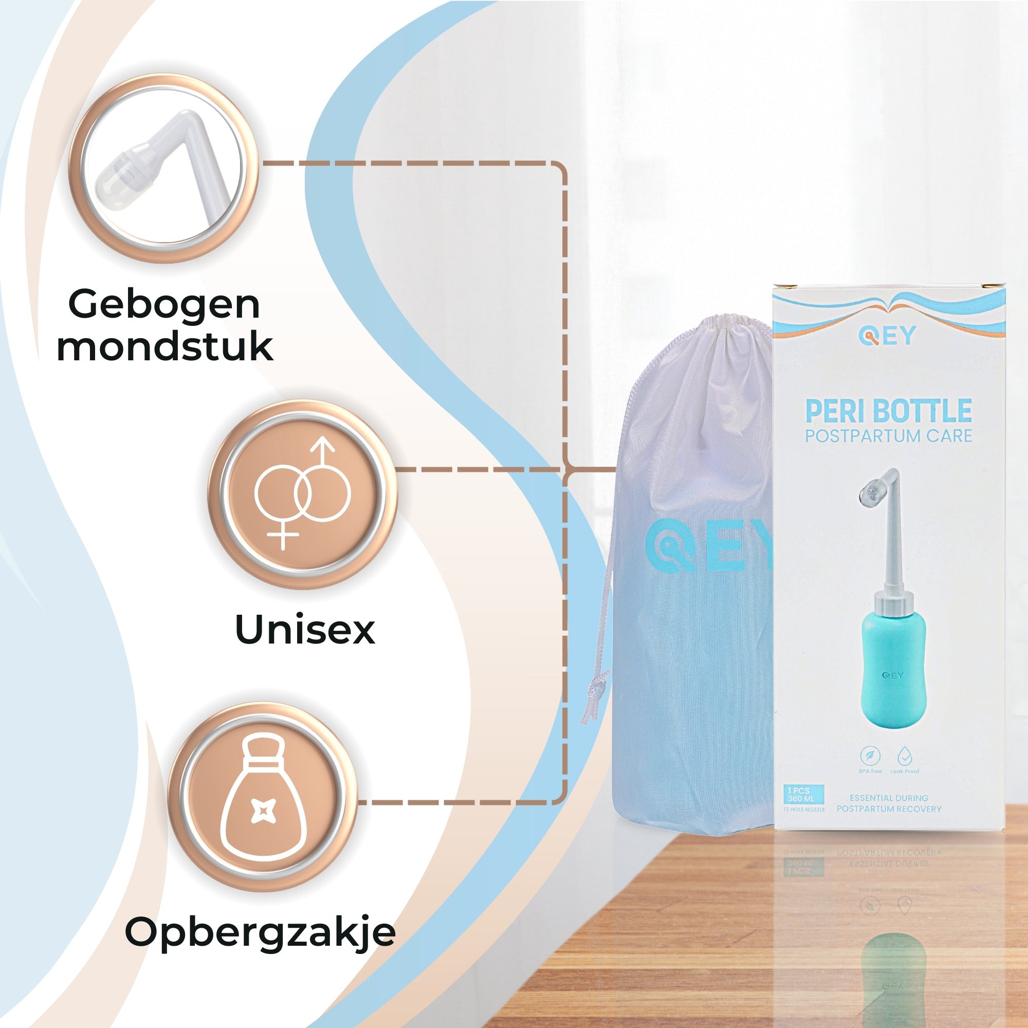 QEY® - Perineum Spoelfles - Postpartum - Vaginale Douche - 360ml