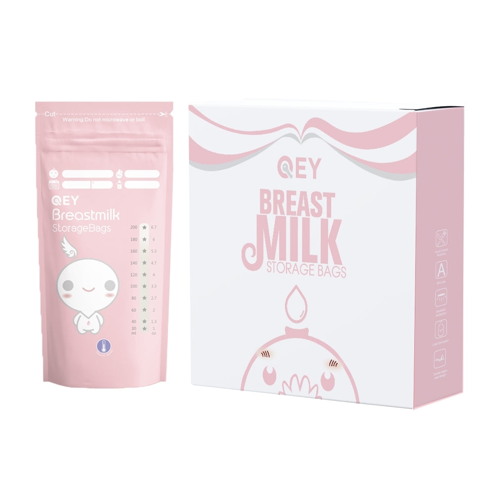 QEY® 120 Stuks Moedermelk Bewaarzakjes Roze