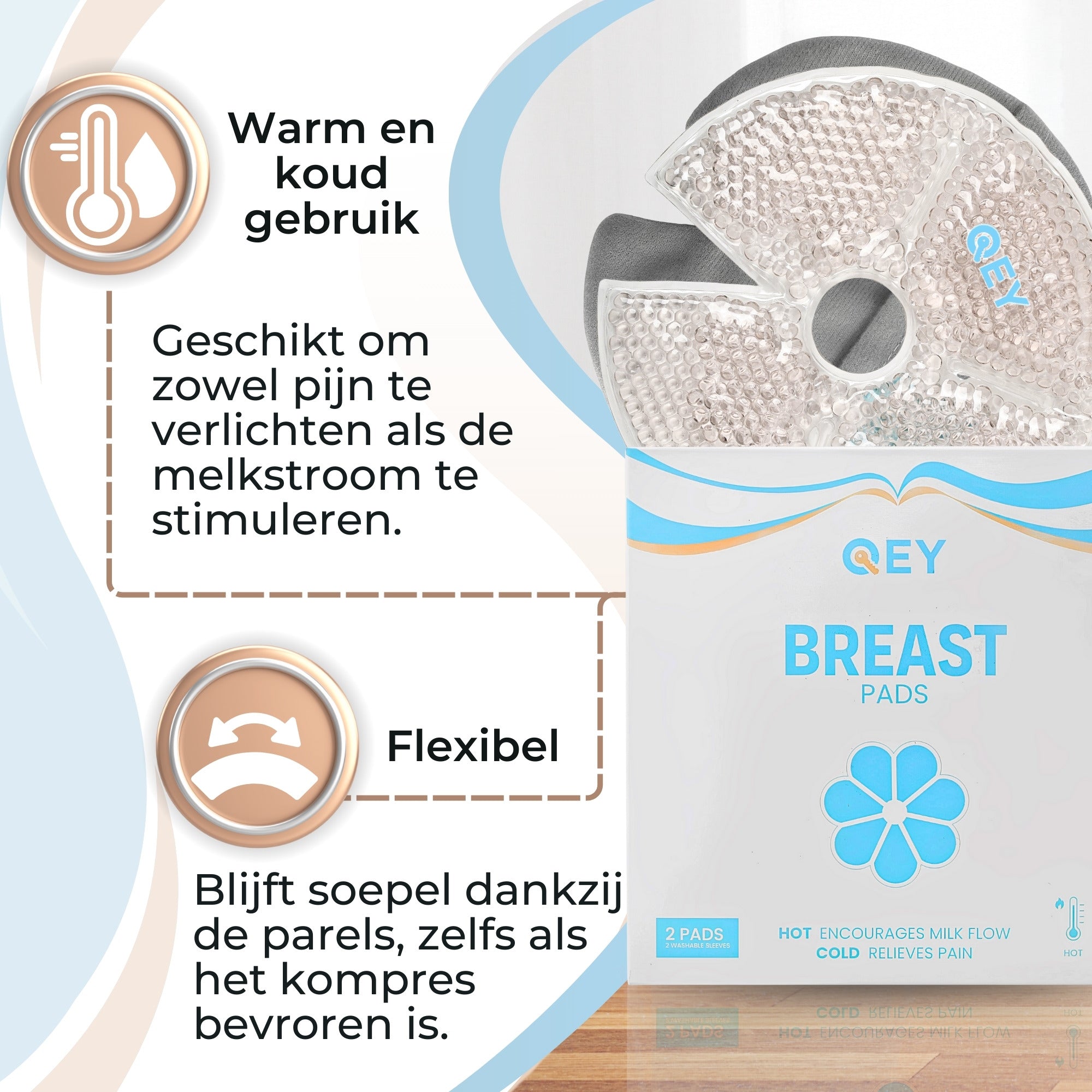 QEY® Borst kompres - Warm/Koud - Stimuleert Stuwing & Melktoevoer