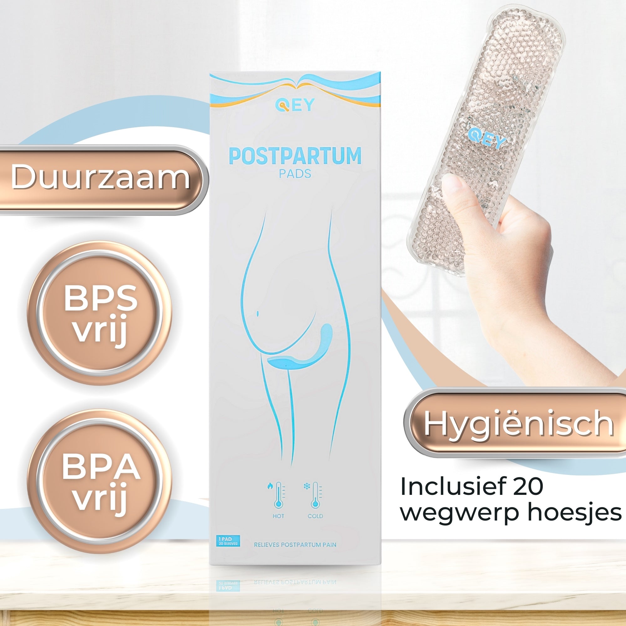 QEY® - Postpartum Verzachtend Kraamverband - Warm/Koud