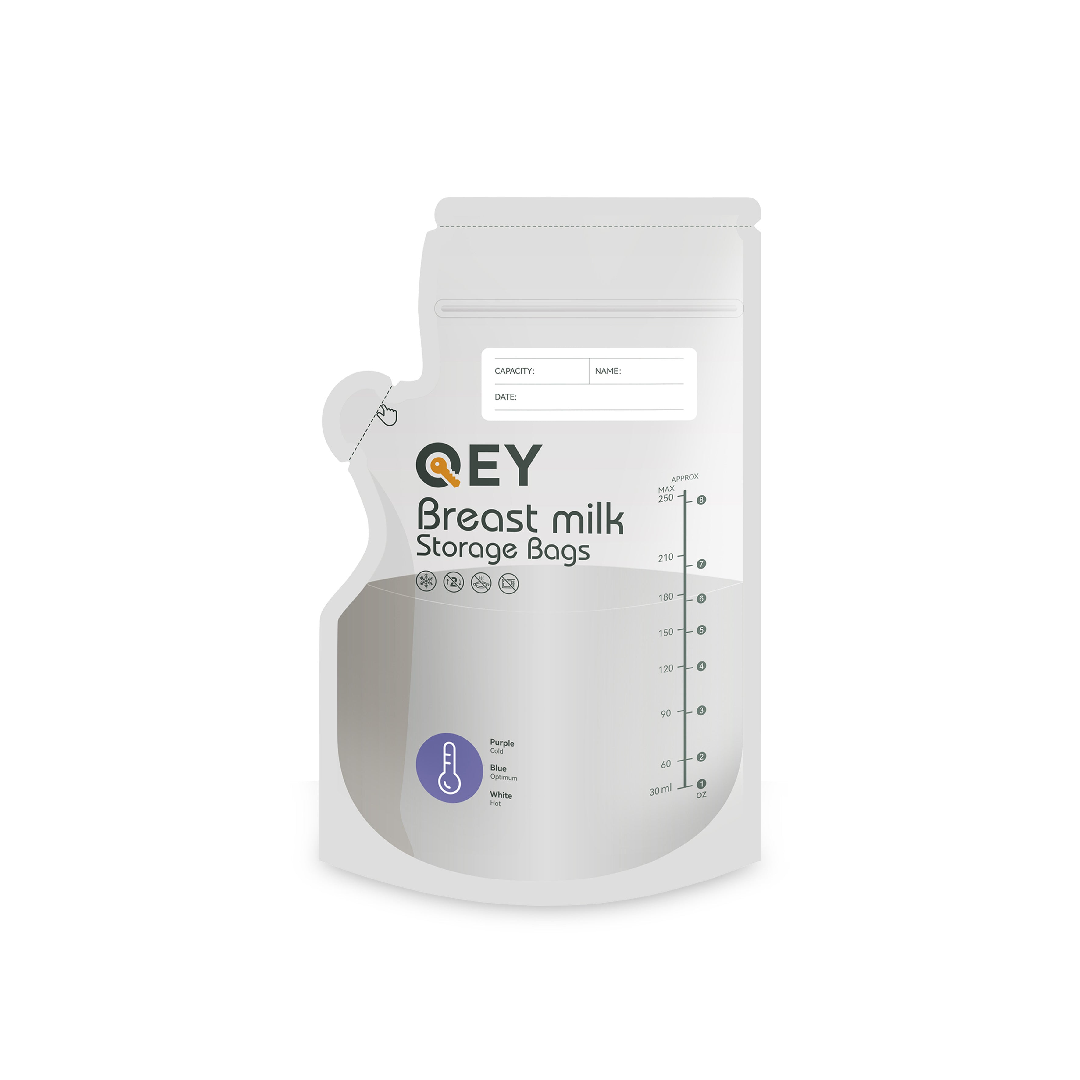 QEY® 100 Stuks Moedermelk Bewaarzakjes - Extra groot - Met schenktuit