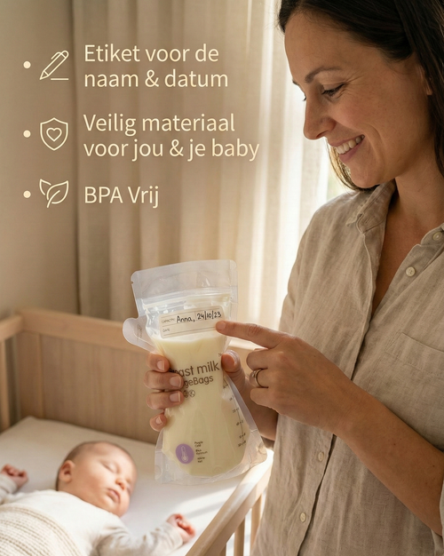 QEY® 100 Stuks Moedermelk Bewaarzakjes - Extra groot - Met schenktuit